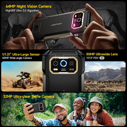 Ulefone Armor 27 Pro 5G Rugged Phone 10600mAh Smartphone 50MP Camera 64MP Night Android 15 Up to 24GB+256GB NFC Waterproof Phone