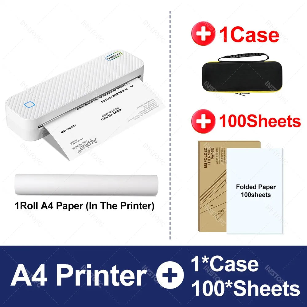 Wireless Mini A4 Thermal Printer Inkless Portable Bluetooth Mobile Phone Photo Document Printer For Office/Work/Home Use
