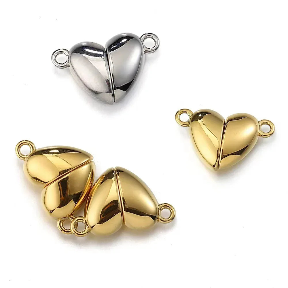 6sets Magnet Couple Heart Charm For Jewelry Making Bulk Silver/Gold Color Love Pendant Diy Women/Men Accessories Valentine's Day