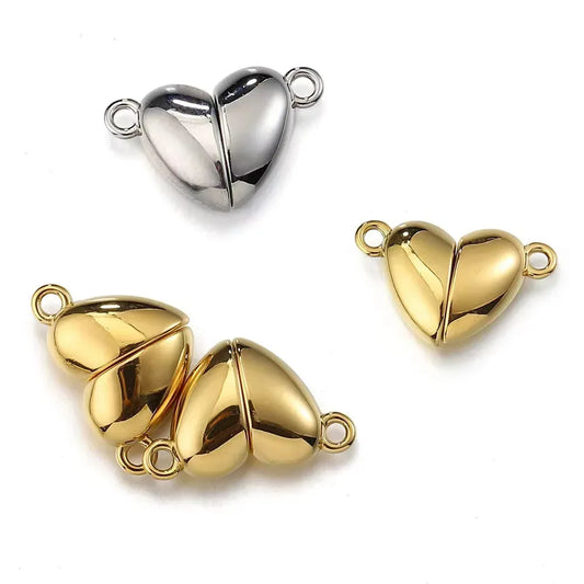 6sets Magnet Couple Heart Charm For Jewelry Making Bulk Silver/Gold Color Love Pendant Diy Women/Men Accessories Valentine's Day