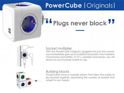 Massfa Multi Usb Power Strip Electrical Plug Cube Multiple Extension Socket with 4 Eu Outlets 3680W Adapter for Home Office