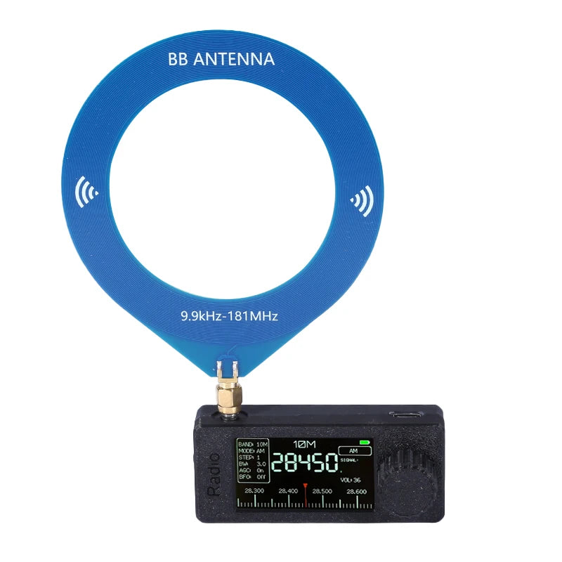1.9inch IPS Screen LSB USB AM FM FM/AM Radio  0.5-108mhz SI4732 Mini Pocket Radio  HF SW MW VHF Radio with Donut  Antenna