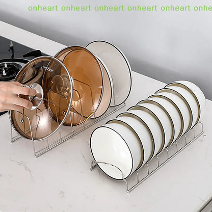 Stainless Steel Dish Draining Rack Kitchen Pot Lid Plates Storage Racks Multipurpose Shelf Bowl Drying Holder Kitchen Organizer