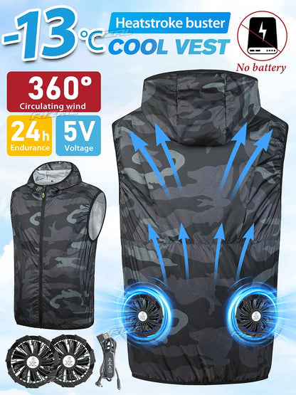 2026 Must-have Fan Vest Wearable Cooling vest Air-conditioned Clothes Breathable for Daily Commute Hiking Fishing Camping