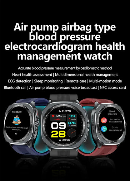 Airbag measurement Smart Watch Men ECG Air Pump Blood Pressure Blood Oxygen BT Call NFC SmartWatch For Man Android iOS upgrade