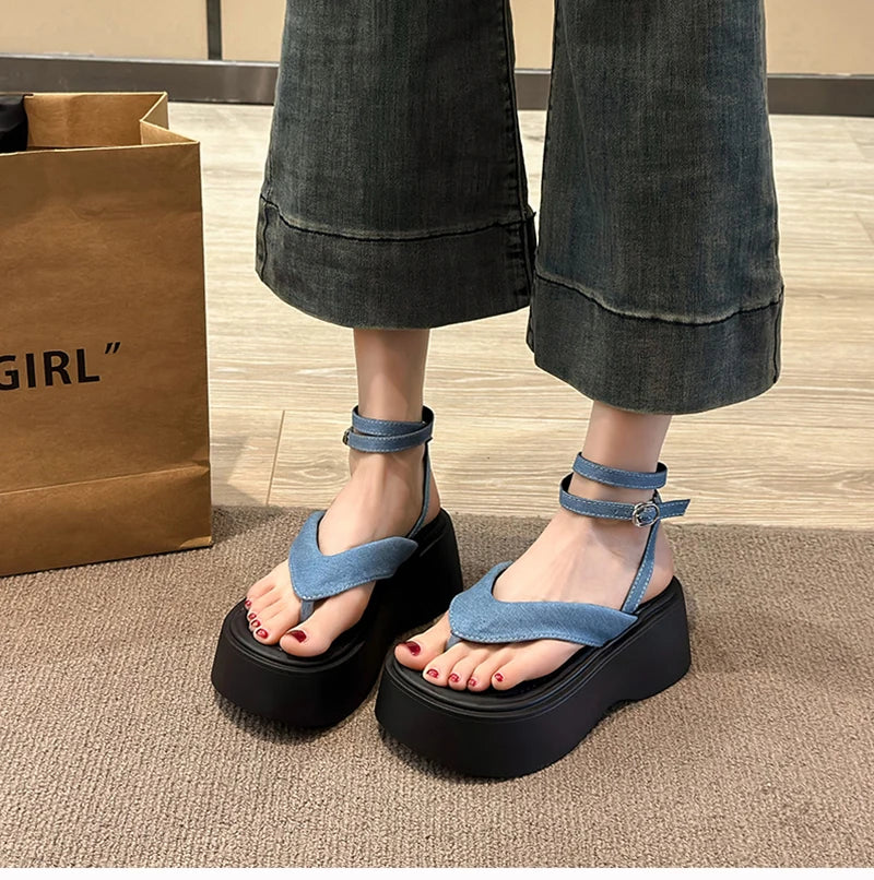 Summer Women Platform Wedges Heel Sandals Fashion Clip Toe Ladies Elegant Party Dress Gladiator Sandalias