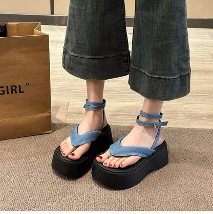 Summer Women Platform Wedges Heel Sandals Fashion Clip Toe Ladies Elegant Party Dress Gladiator Sandalias