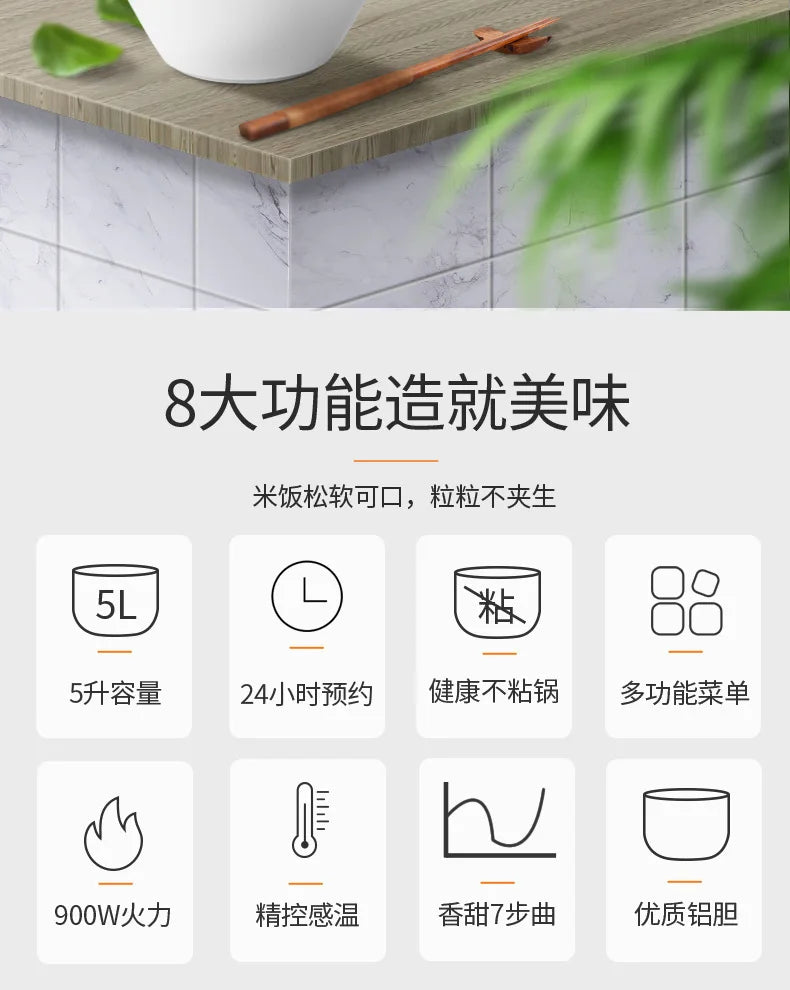 English 5L Household Rice Cooker Smart Timing Rice Cooker Gift