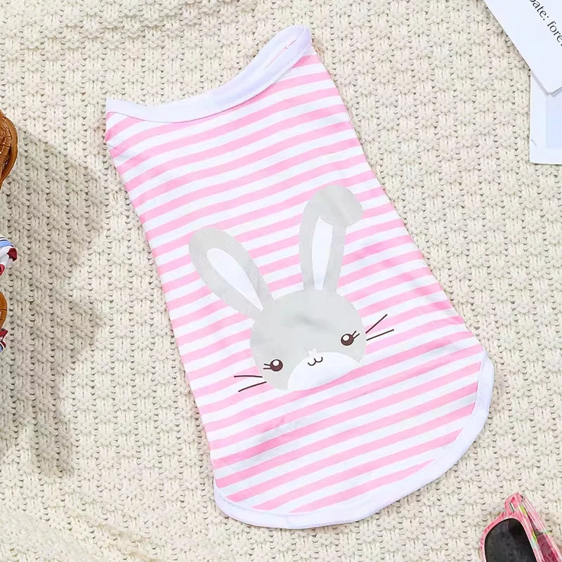 Cute Summer Pet Dog Cooling Vest Cartoon Soft Clothing Summer Casual Shirts Small Medium Large Dogs Puppy French Bulldog Clothes