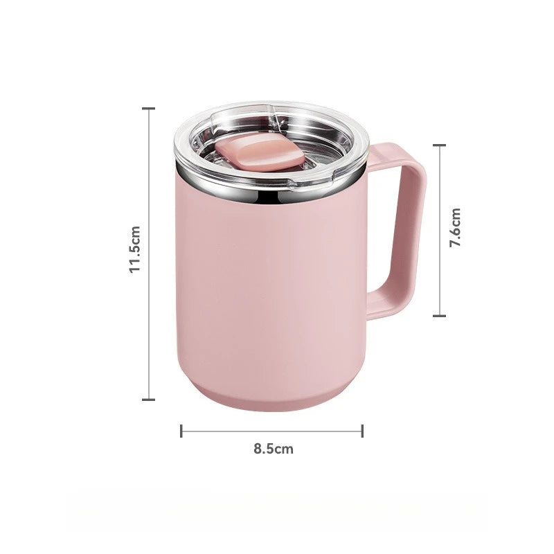 450ML Stainless Steel Insulated Mug with Lid Double Layered Cup Wall Coffee Thermos Cup for Office Outdoor Portable Water Bottle
