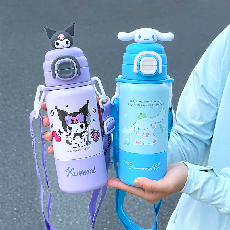1pc Kuromi Stainless Steel Cute Insulated Cup - 500ML with Crossbody Strap, Portable Water Bottle for Outdoor Sports