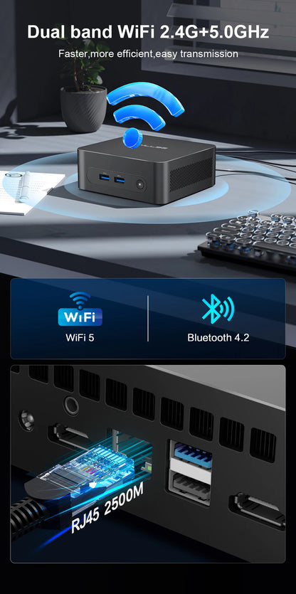 MLLSE M2 Plus Mini PC Intel Celeron 5205U Processor 8GB RAM 256GB ROM WiFi 5 BT4.2 Windows 11 Pro Desktop Computer