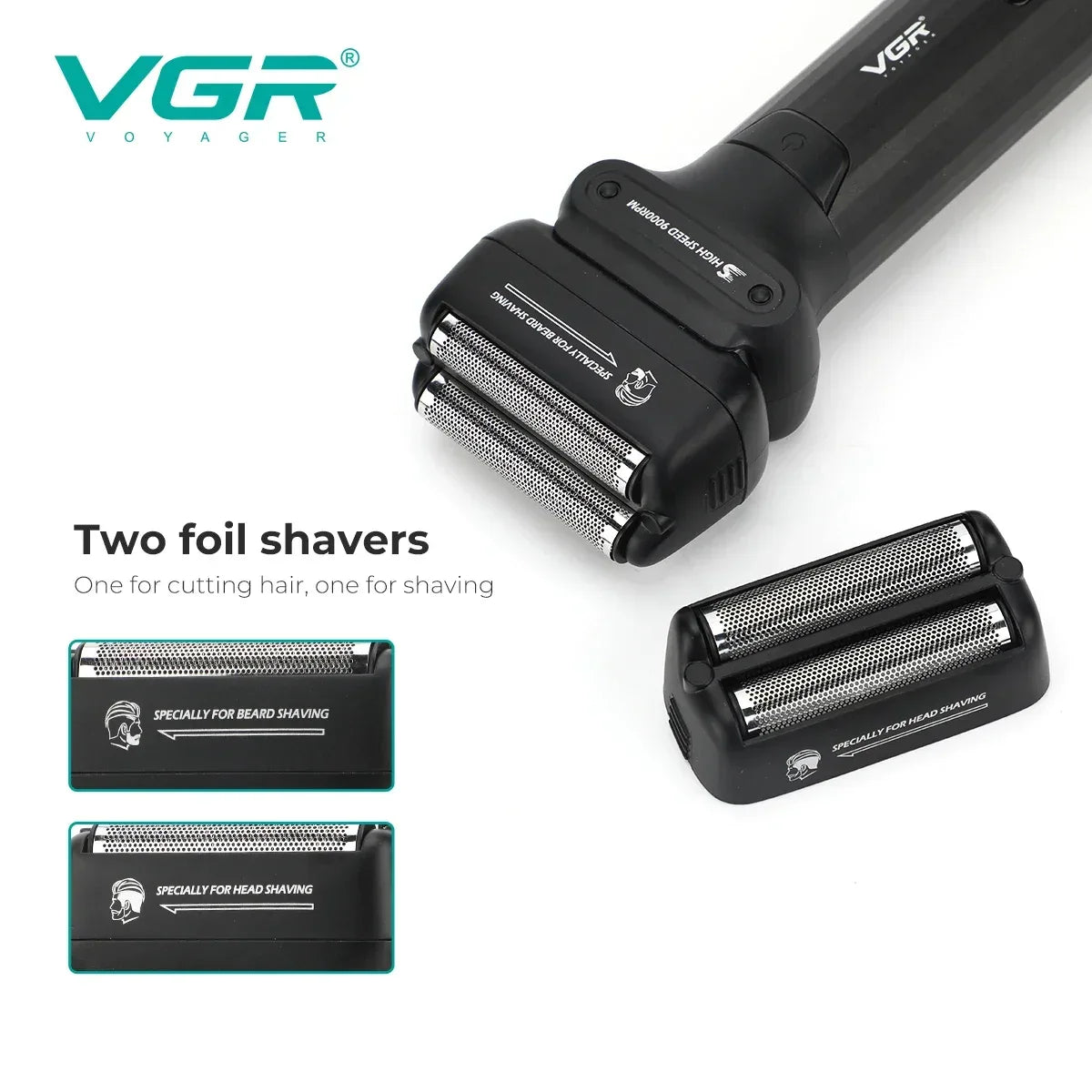 VGR Electric Shaver Professional Shaving Machine 9000 RPM Beard Trimmer LED Display Reciprocating Shaving Machine for Men V-368