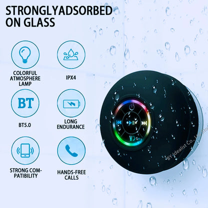 2025 Waterproof Wireless Led Bluetooth Speaker Large Suction Cup Bathroom Mini Portable Speakers Outdoor Sport Stereo Speakers