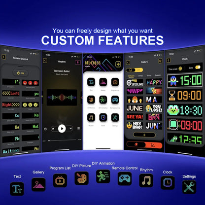 LED Scrolling Advertising Display RGB USB App Bluetooth DIY Devil Eye Overlength Matrix Pixel Panel Pattern Animation Display