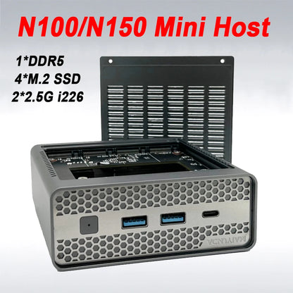 SZBOX M1S Intel N100/N150 MINI PC Windows 11 Pro DDR5 4800MHz 4*M.2 SSD RJ45 4k HD Desktop DIY NAS Host Metal Case Soft Router