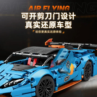 Racing Car Building Blocks Set Blue Sports Car Model Vehicle Bricks Boys Christmas Gift Kids Assembly Toy