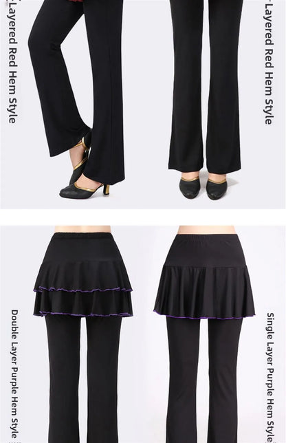 Qui Dry Dance Pants Women's High Waist Long Trousers Skirt Sports Fitn Square Dance orm Breathable Comfortable Fabric