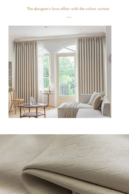 French Cream Style Bay Window Drape Bedroom Thick Full Blackout Curtain Hotel Soundproof Drapes Large Area Living Room Curtains
