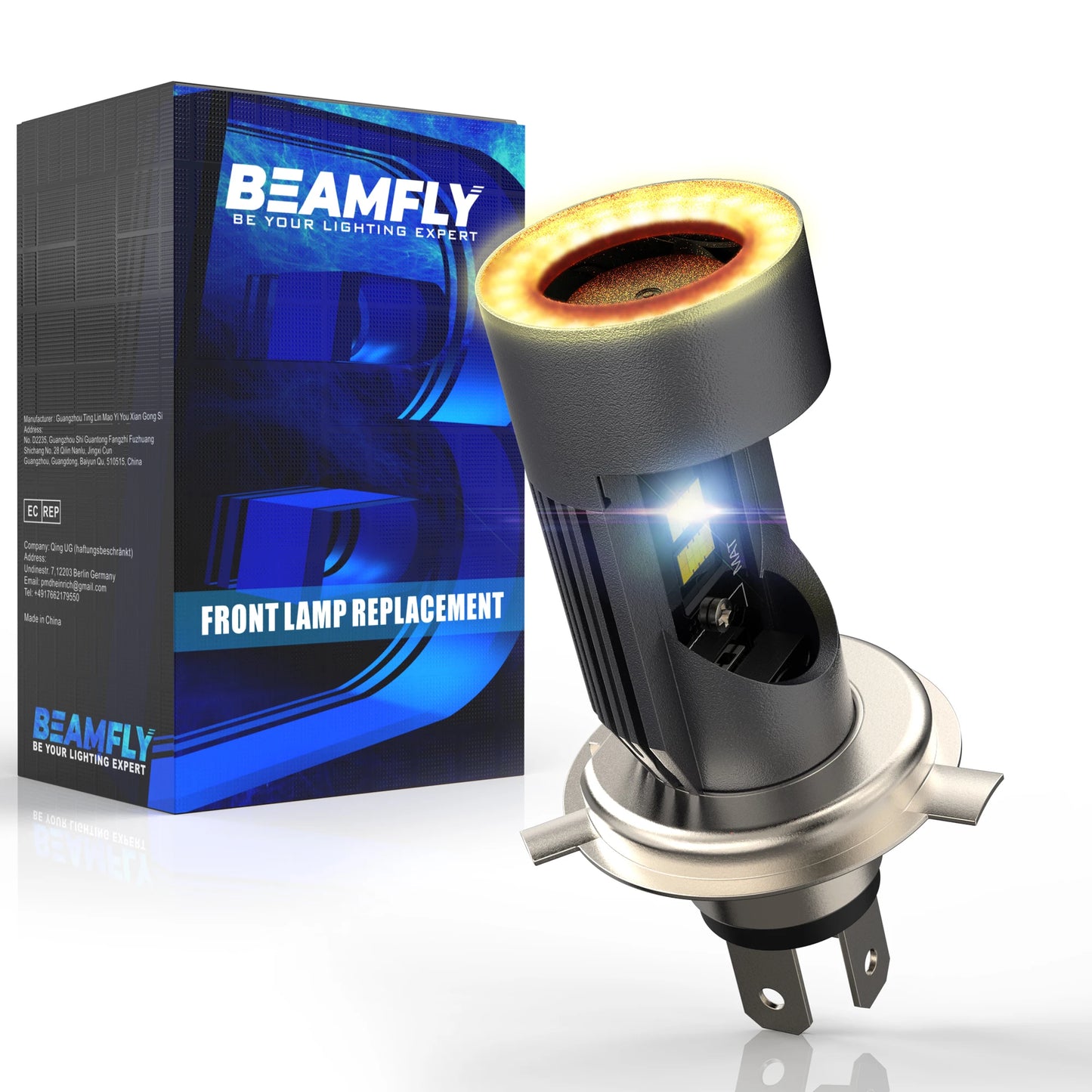 30W LED Headlight Bulb H4 Five Color Halo Ring HS1 P43T Auto Headlight EyeSuper 6000K Csp Plug&Play Motorcycle Bulb 1PC 12/24V