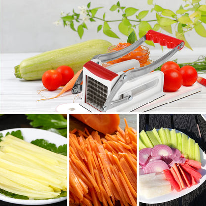French Fry Cutter Stainless Steel Potato Chipper Fast Cutting Manual Food Slicer Kitchen Vegetable Cutter with 25/49Hole Blade