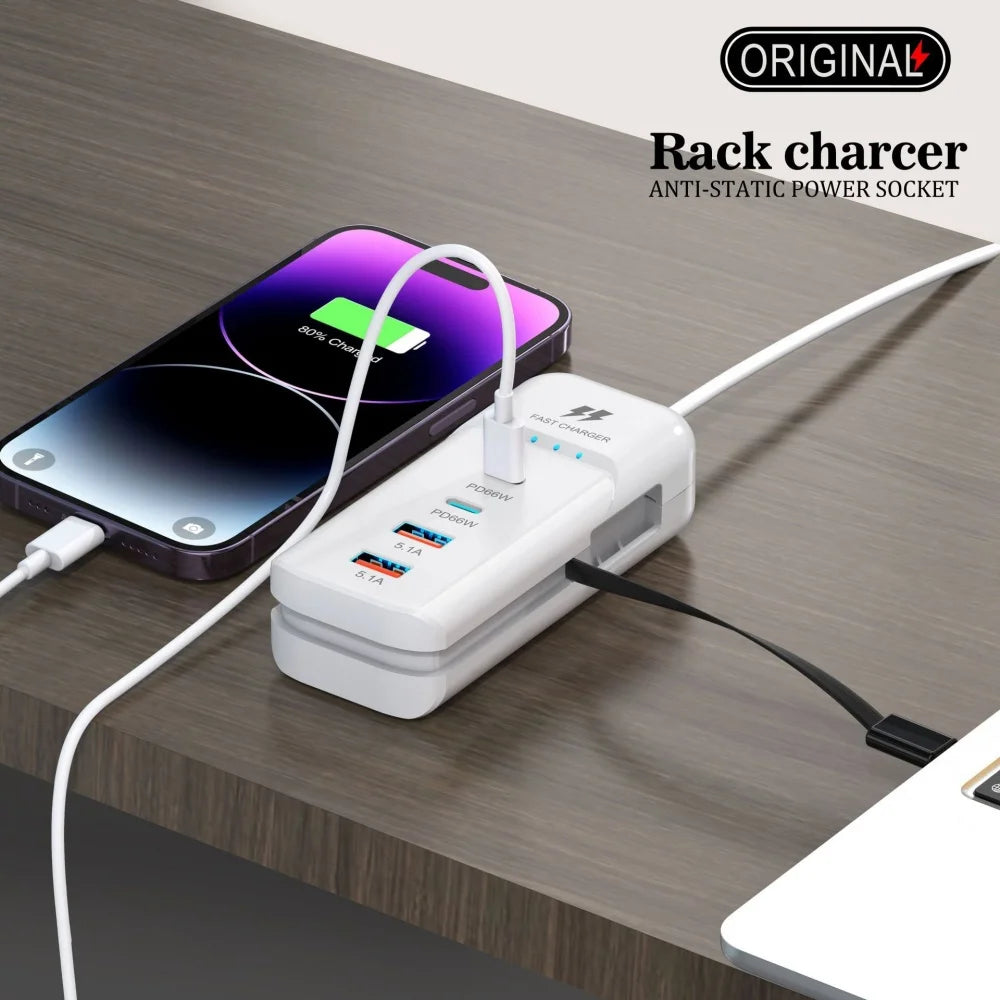 66W Muti Ports USB Type C Charger Socket EU/US/UK Fast Charging Plug Wall Adapter For Xiaomi Samsung Xiaomi Charger Power Strip