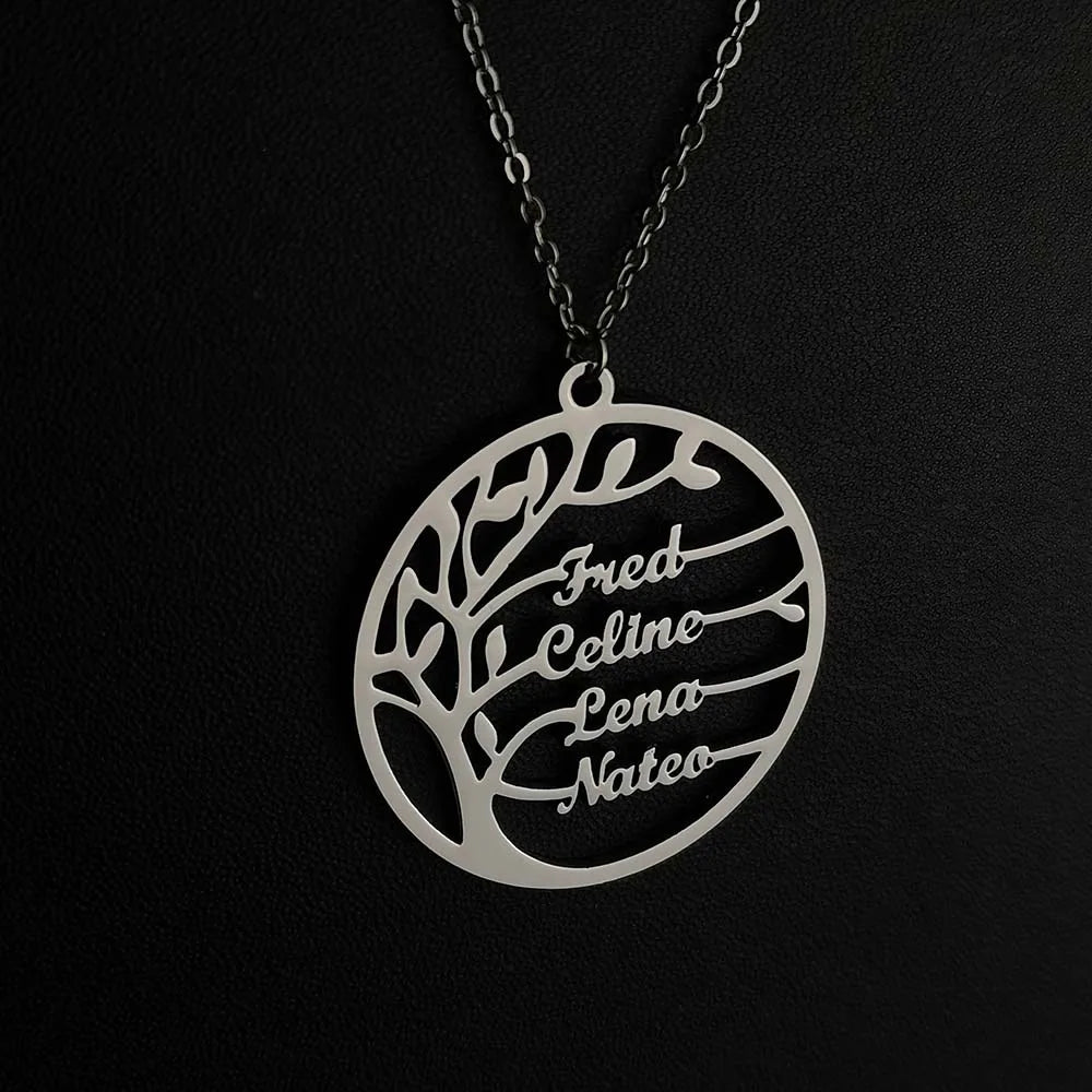 Family Necklace Name Necklace Stainless Steel Family Tree Family Tree Gold Tree of Life Necklace Mother's Day gift