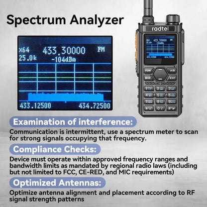 Radtel RT-910 Dual Band Walkie Talkie with 960 Channels Portable Ham Radio NOAA Spectrum Analyzer AM FM