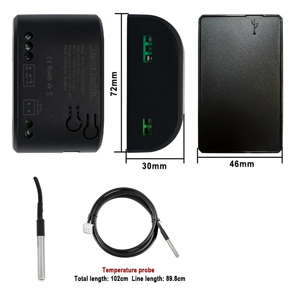 Dry Contact WIFI Tuya Smart Temperature Switch Controller Thermostat Sensor Passive Relay RF Receiver Work for Alexa Google Home
