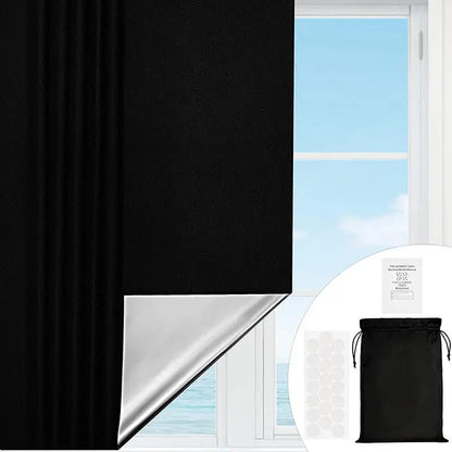 Blackout Curtain Self-adhesive Cooling Window Shades With Silver Coate For Living Room Bedroom Home Window Film Cloth