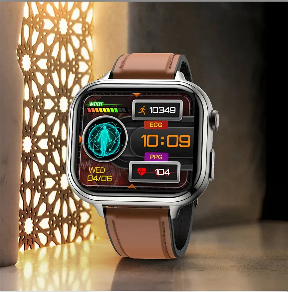 2025New Medical Grade ECG+PPG Smart Watch BMI Body Fat Uric Acid Painless Non-invasive Blood Sugar Monitoring Calling Smartwatch