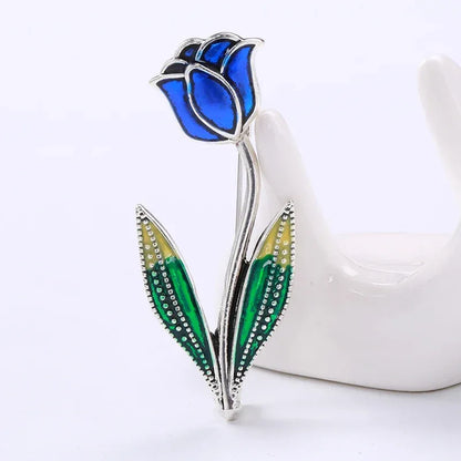 Valentine's Day Enamel Rose Brooches for Women Rhinestone Plant Flower Pins Banquet Party Backpack Gifts Jewelry Accessories
