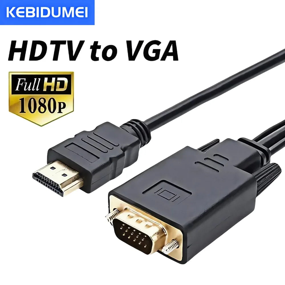 HDMI-Compatible to VGA Adapter Connect to Line Converter Cable 1.8M FHD 1920*1080P For Desktop Laptop PC TV Monitor Projector