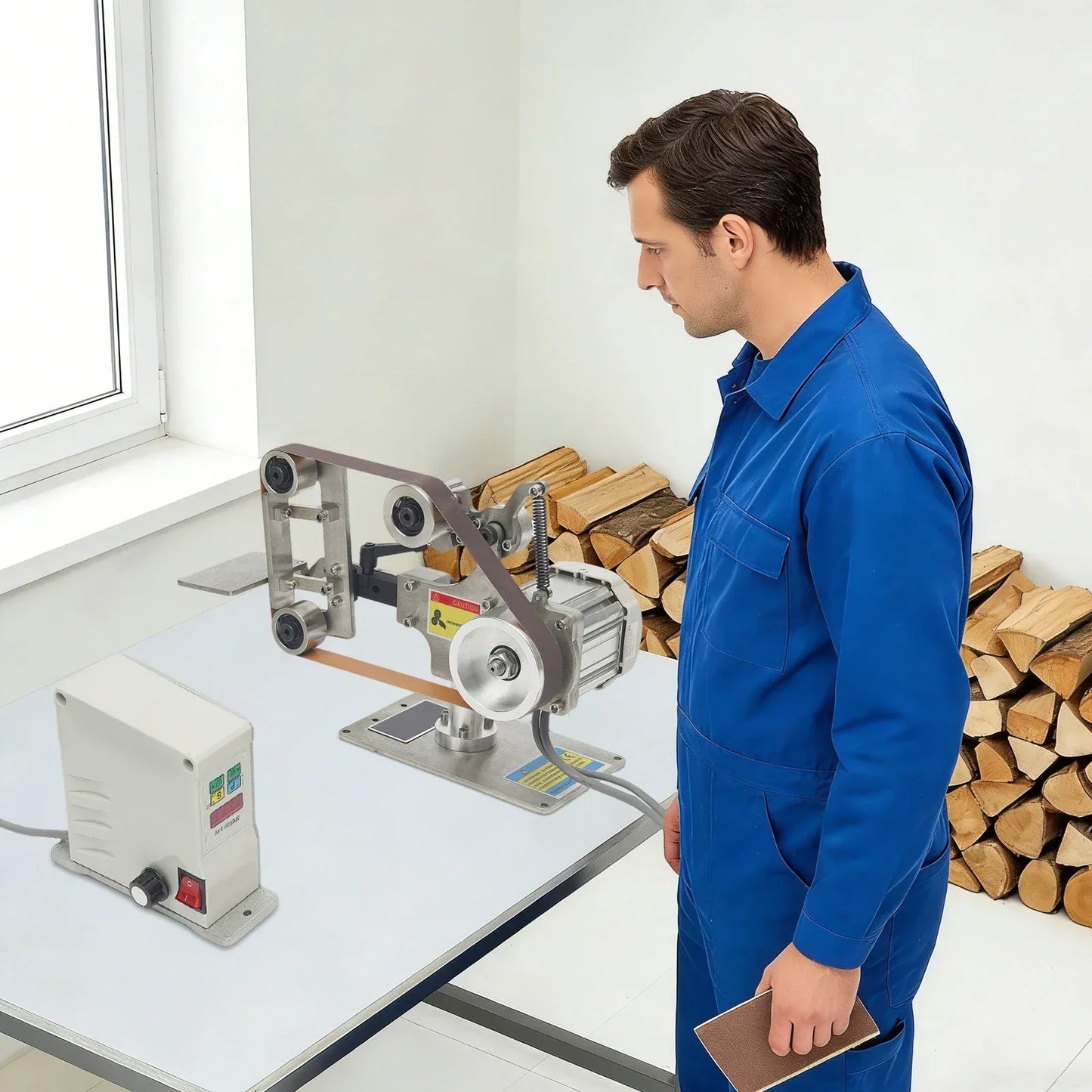Multi-function Desktop Belt Machine,with Brushless Motor 762x25MM Belt Sander  Sharpener Polishing Grinding Machine