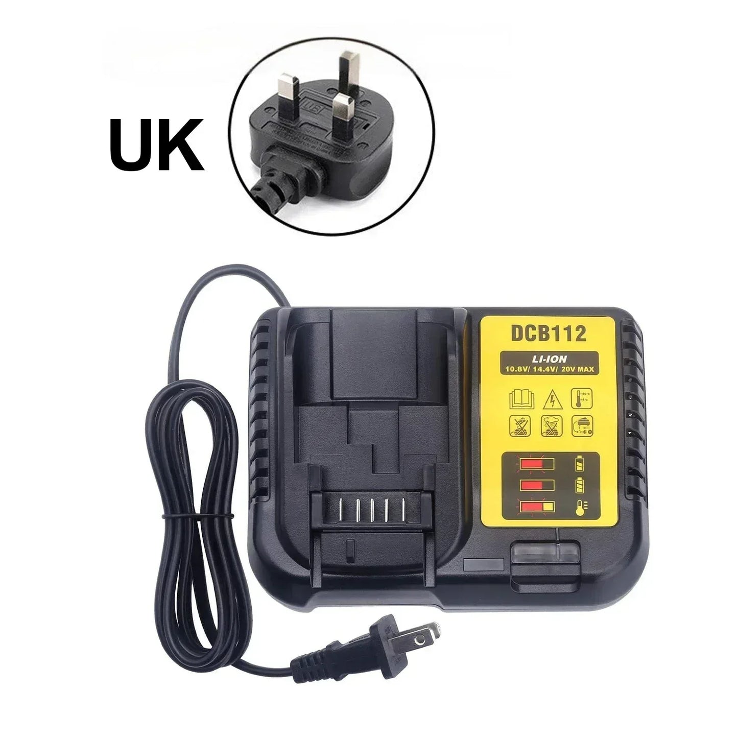 NEW Upgraded DCB112 Battery Charger For Dewalt 10.8V 12V 14.4V 18V 20V DCB206 DCB205 DCB204 DCB203 DCB120,DCB107 DCB115 DCB105