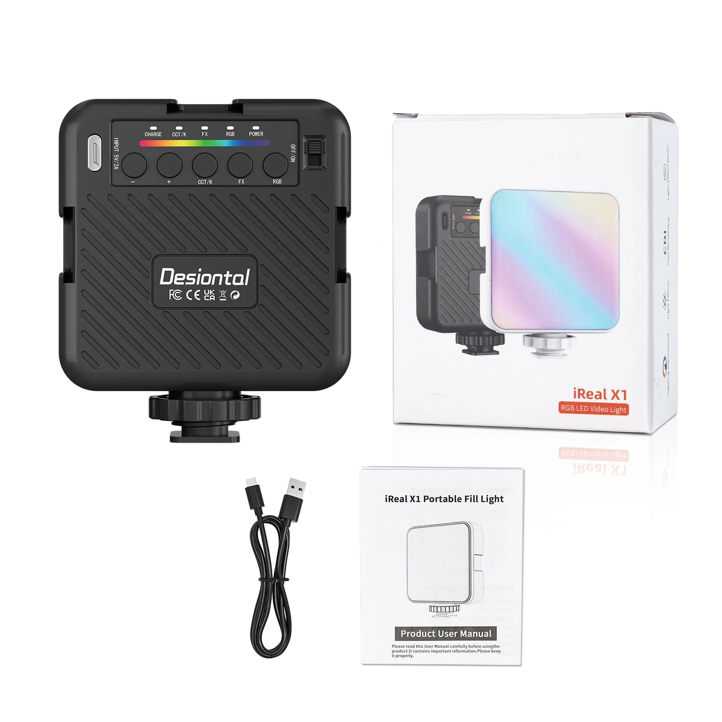 Desiontal X1 Adjustable RGB Multi-Color Photography Fill Light Photography Studio Equipment