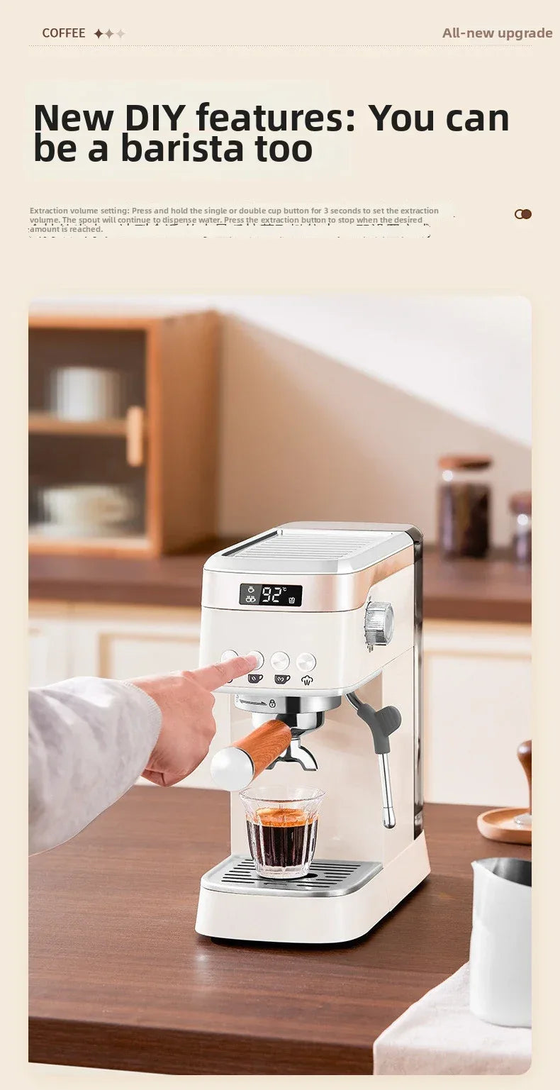 Pro Semi-Automatic Espresso Machine 20Bar Pressure, Compact for Small Kitchens, Built-in Milk Frother, Fast Heating Energy Savi