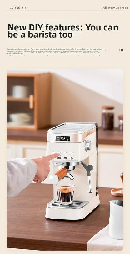 Pro Semi-Automatic Espresso Machine 20Bar Pressure, Compact for Small Kitchens, Built-in Milk Frother, Fast Heating Energy Savi