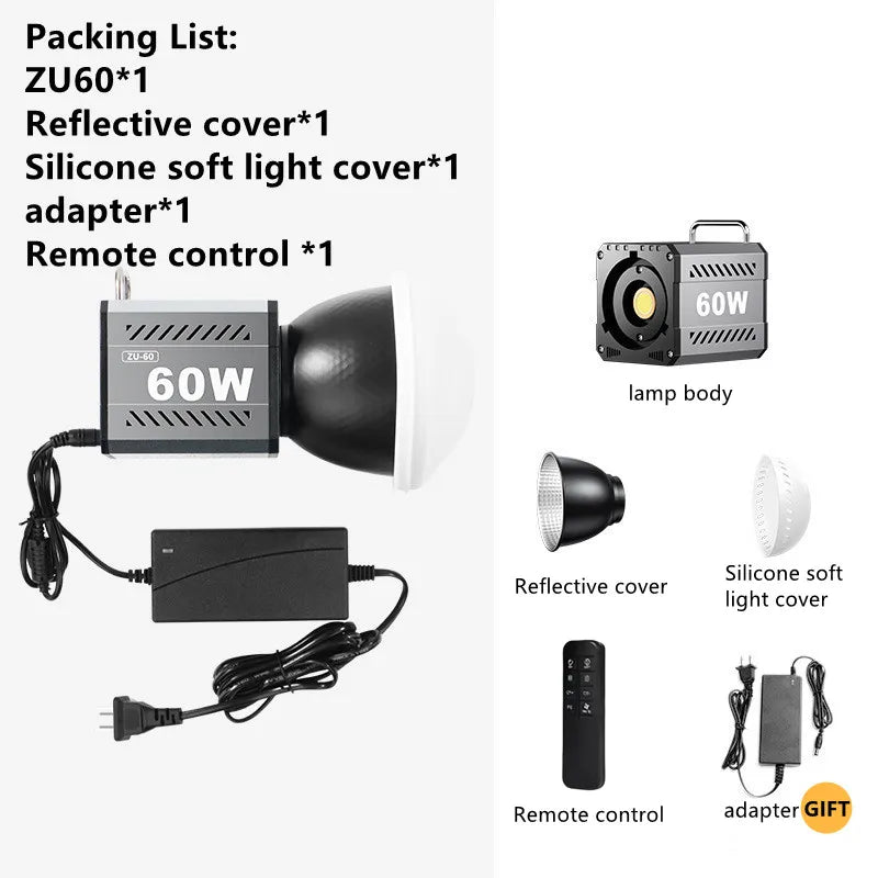 MEUYAG  ZU80 COB Photo Studio Light Bi-Color 2500K-8500K LED Video Light CRI95+ TLCI97+ Photography Fill Lighting with Diffuser