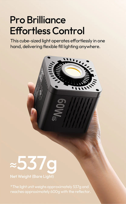 Ulanzi C60 60W COB Video Light Bi-Color Led Light 2500-6500K 3300mAh Mini Bowens Mount for Photography Studio Lighting Live Vlog