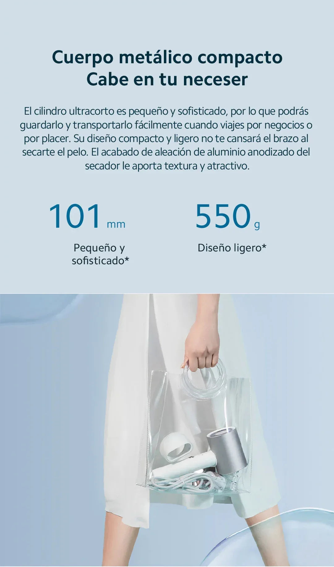 Official｜Xiaomi Water Ionic Hair Dryer H500｜Terapia de iones de agua doble｜Flujo de aire ultraalto de 20 m/s｜Cuerpo de metal"