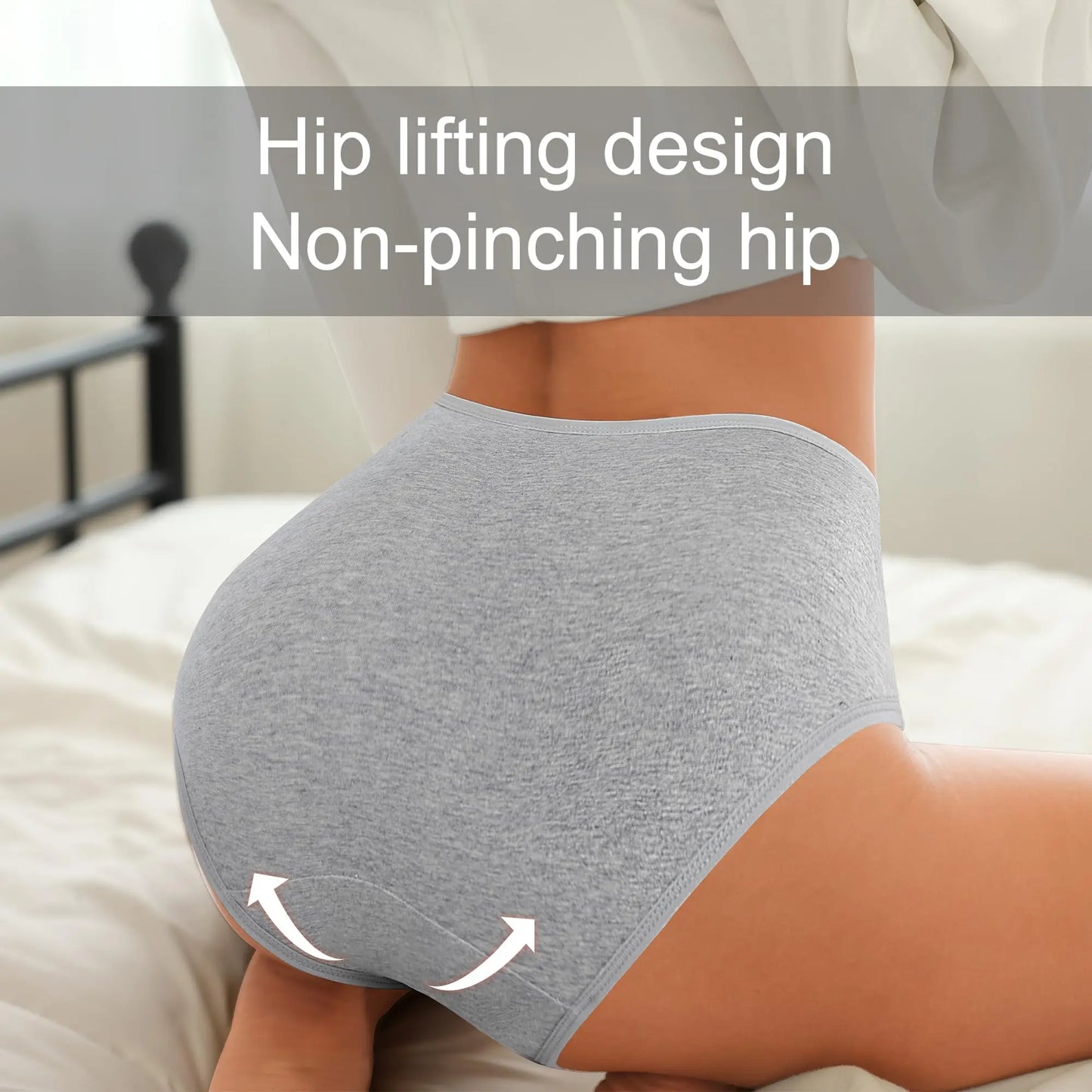 3Pcs Plus Size Women's Cotton Underwear High Waisted Tummy Control Panties Full Coverage Briefs Jacquard Ladies Panty L-5XL
