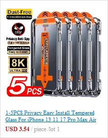 1-5PCS Easy Install HD Screen Protector For iPhone 17 Pro Max 15 16 13 11 14 16e 12 Mini XR X Xs 7 8 Plus Air Tempered Glass