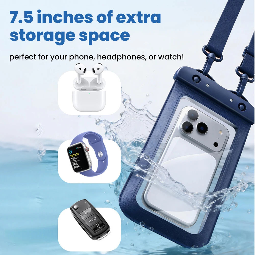 IPX8 Waterproof Phone Pouch 7.5" Universal Dry Bag Underwater Touch Screen Phone Casefor Swimming Rafting Beach
