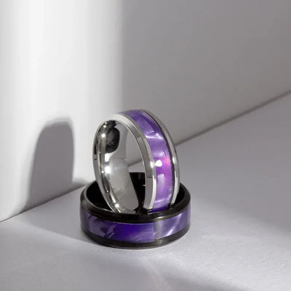 Elegant Purple Titanium Steel Couple Rings Fashion Jewelry for Women Men Valentine's Day Gift Sizes 6-13
