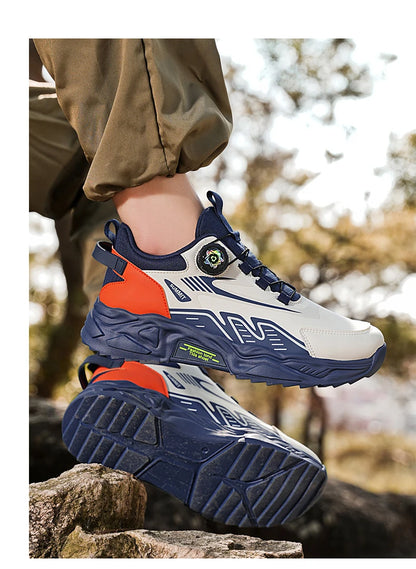 Men's casual sports shoes four season new rotating shoelaces comfort outdoor running walking shoes breathable soft-sole sneakers