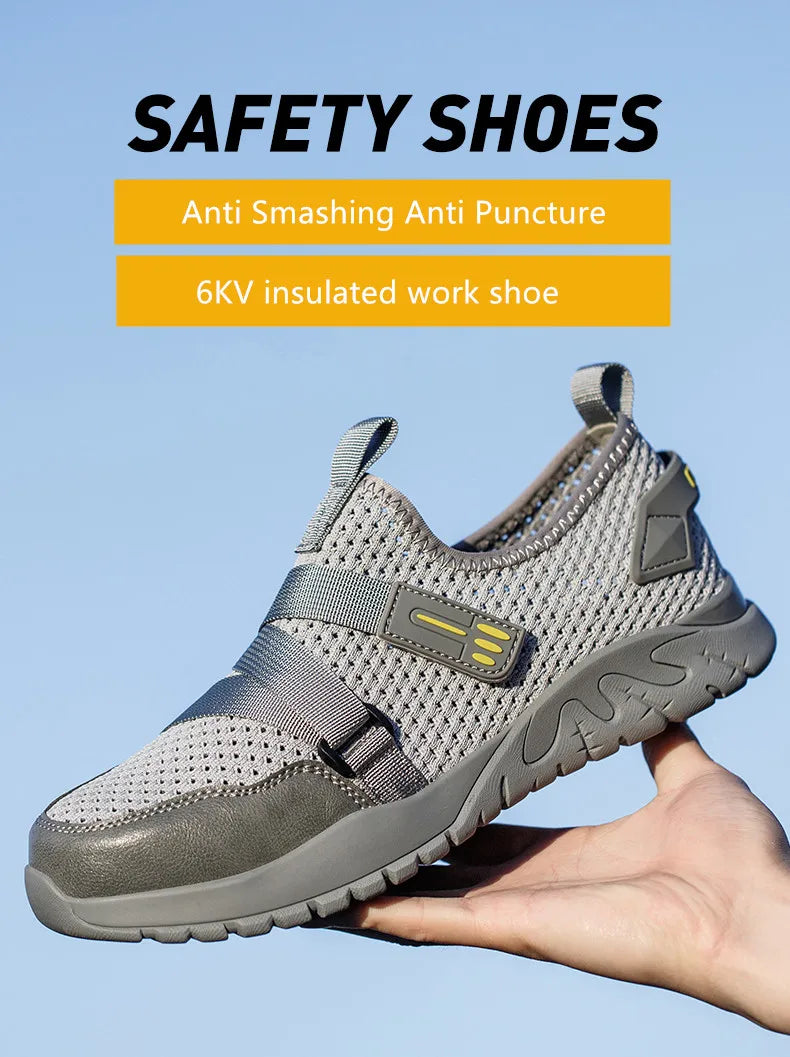 Breathable Summer safety shoes anti-puncture safety work sneakers plastic toe safety shoes 6kv insulated electrician work shoe