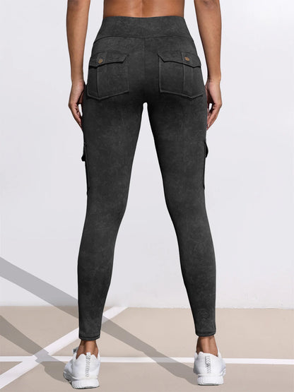 1/3 PCS Washed Print Work Pocket Women Leggings Elastic Butt Lifting Fitness Tights 2025 New Athletic Pants Fashion Streetwear