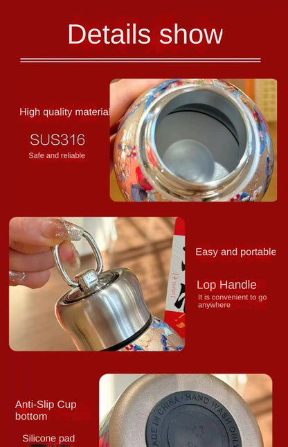 Creative Gift 316 Stainless Steel Insulated Cup Leak Proof Portable Water Bottle 300ml Durable Coffee Mug Outdoor Hiking