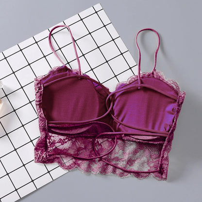 Summer Women Lace Sexy Top Sun Sleeveless Tops padded Bralette Bra Bustier Zipper Back Club Crop Tank lingerie женское белье